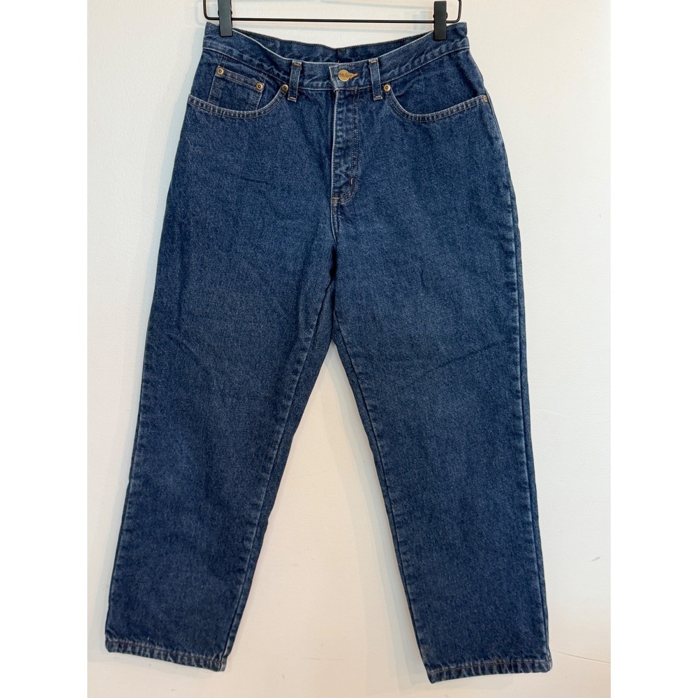 LL Bean Double L‎ Relaxed Fit Flannel Lined Jeans Blue Denim Womens 8 Petite